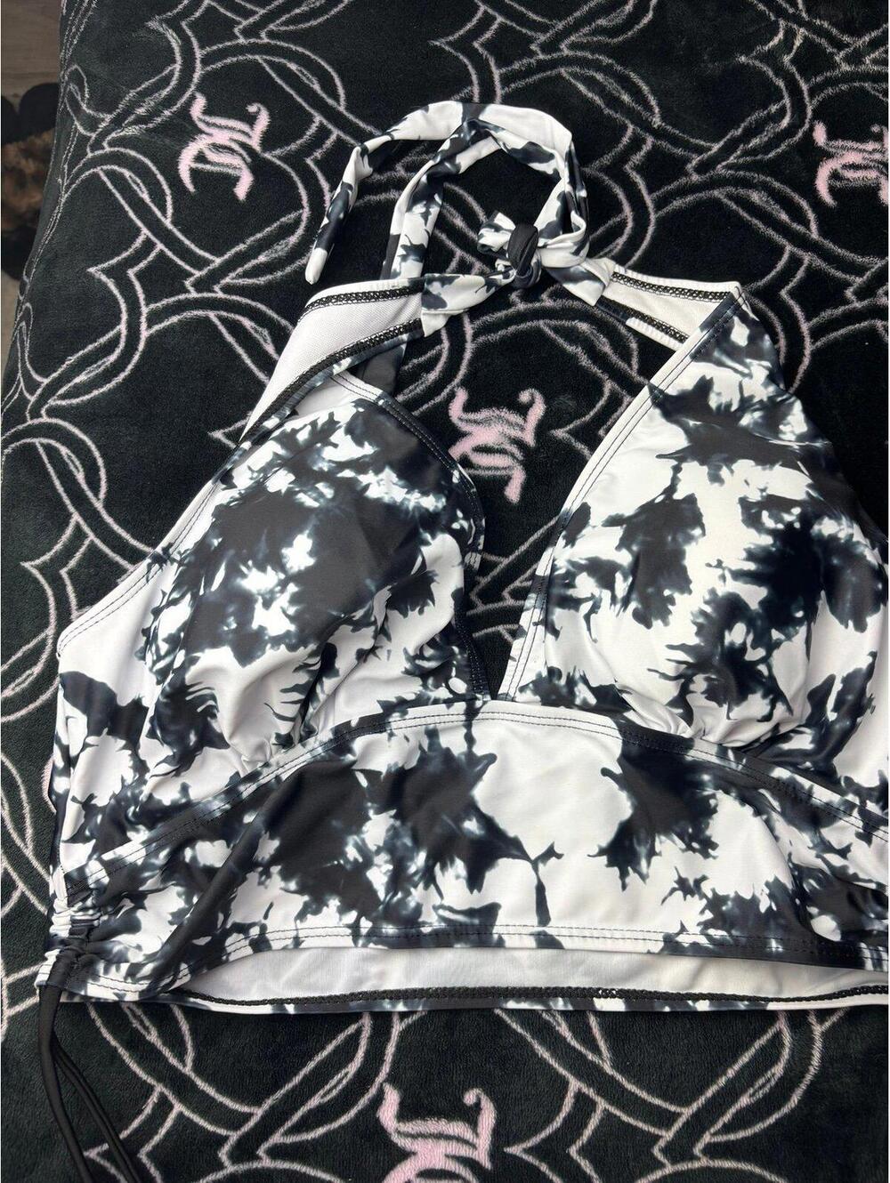 Black and white bathing suit top